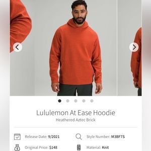 Men’s Lululemon “At Ease” hoodie in size XXL, color: “Heathered Aztec Brick”